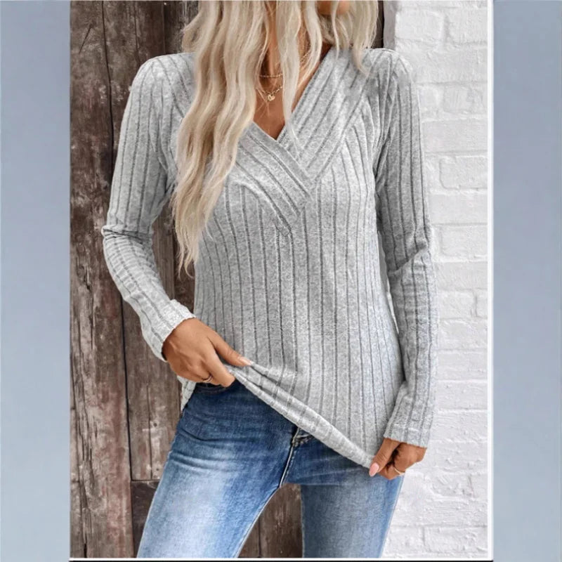 Zelda | Elegant Sunken Stripe Sweater view 3
