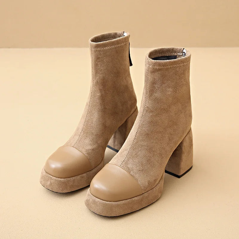 Theodora | Back Zip Closure Rounded Toe Boots view 4