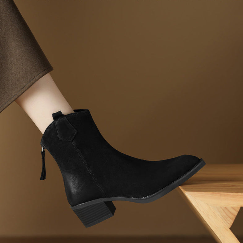 Alessia | Ankle Block Heel Pull Tab Detail Ankle Boots view 12