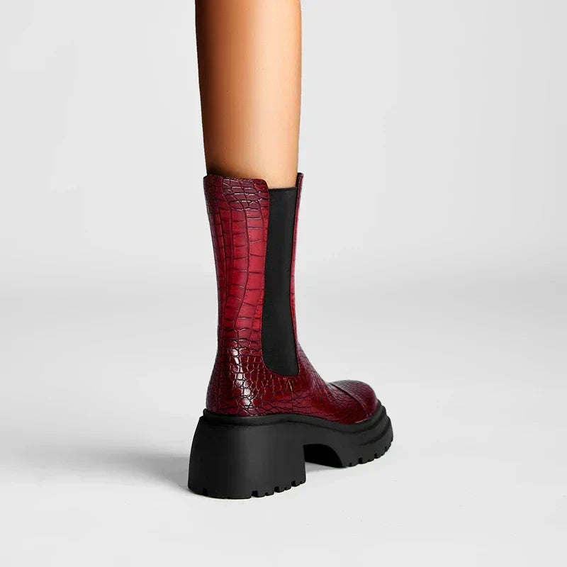 Hesione | Platform Sole Elastic Side Panels Boots view 3