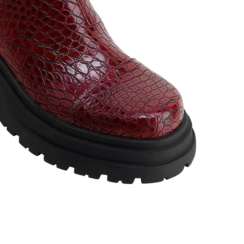 Hesione | Platform Sole Elastic Side Panels Boots view 7