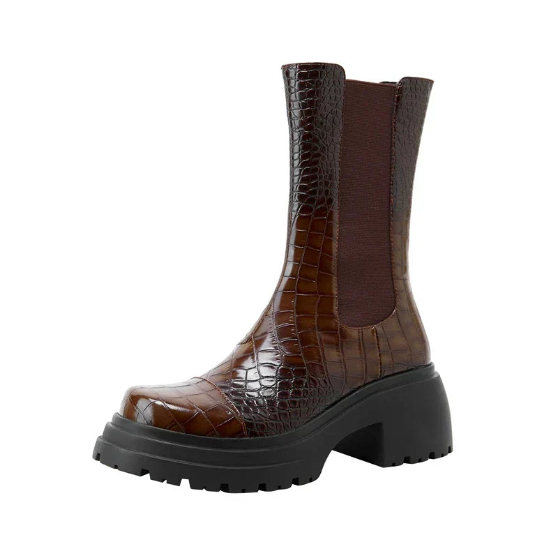 Hesione | Platform Sole Elastic Side Panels Boots view 10