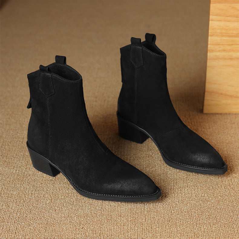 Alessia | Ankle Block Heel Pull Tab Detail Ankle Boots view 16