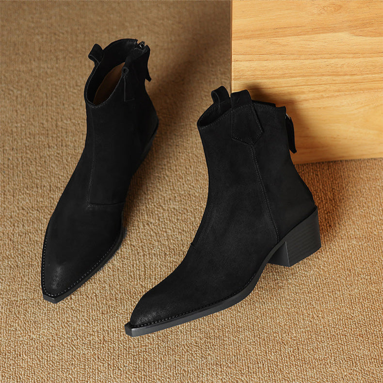 Alessia | Ankle Block Heel Pull Tab Detail Ankle Boots view 15