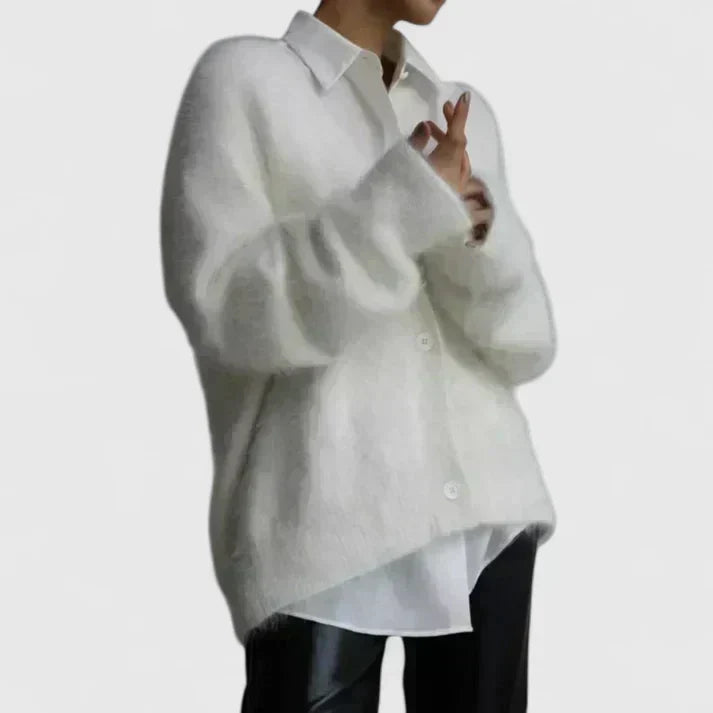 Willa | Women's Winter Cardigan – Premium Mohair-Style V-Neck view 3