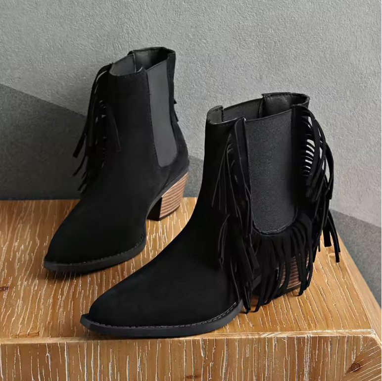 Helena | Animal Print Fringe Detail Boots view 4