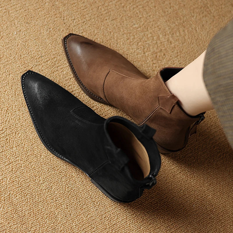 Alessia | Ankle Block Heel Pull Tab Detail Ankle Boots view 17