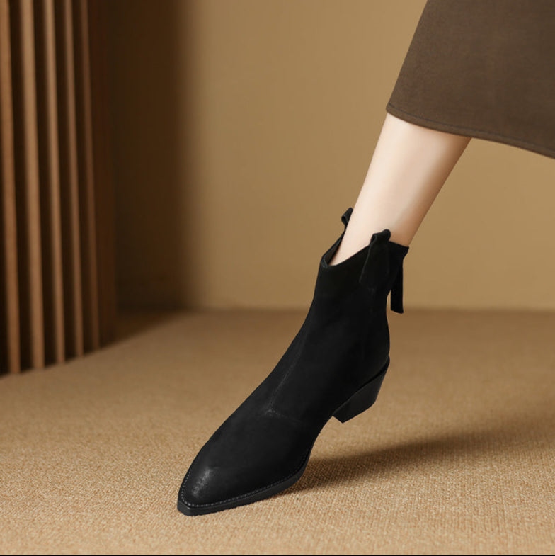 Alessia | Ankle Block Heel Pull Tab Detail Ankle Boots view 10