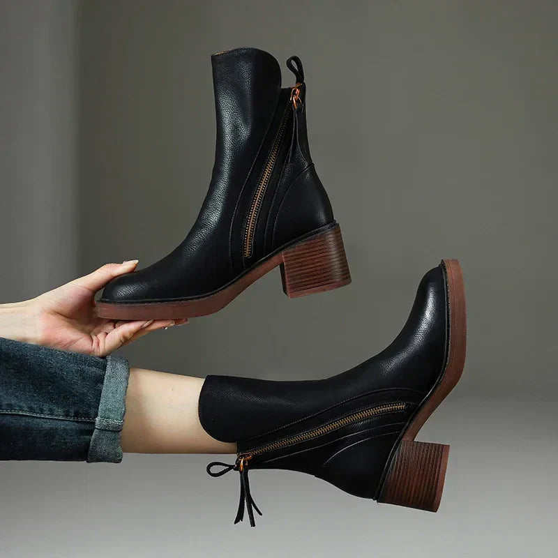 Cecilia | Mid-Calf Side Zip Closure Boots