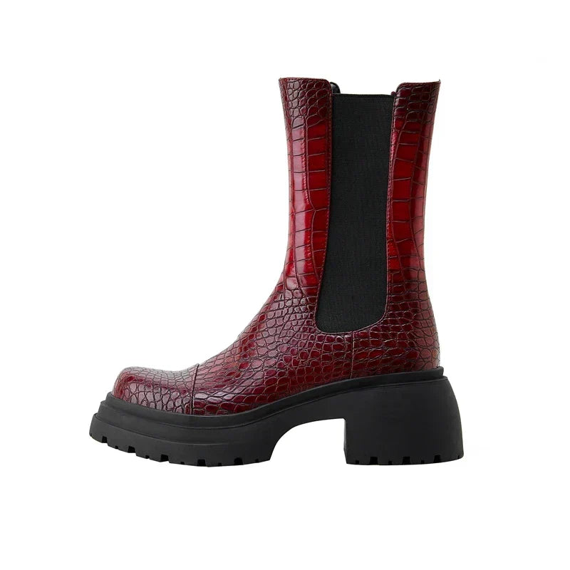 Hesione | Platform Sole Elastic Side Panels Boots view 5