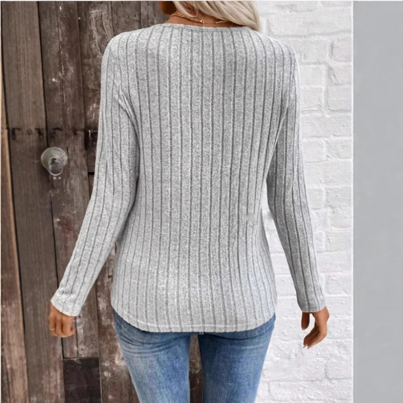 Zelda | Elegant Sunken Stripe Sweater view 5