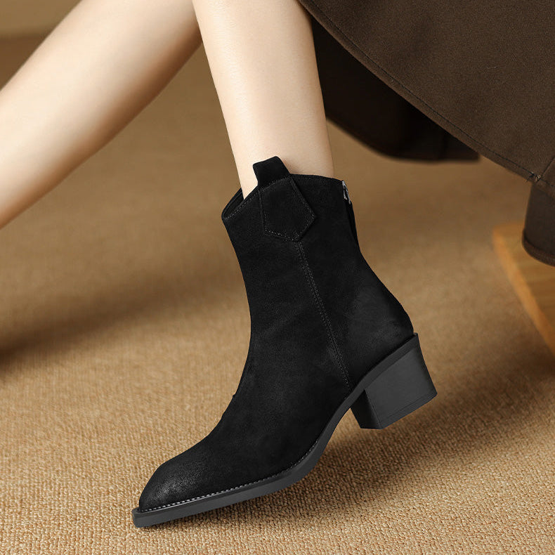 Alessia | Ankle Block Heel Pull Tab Detail Ankle Boots view 13