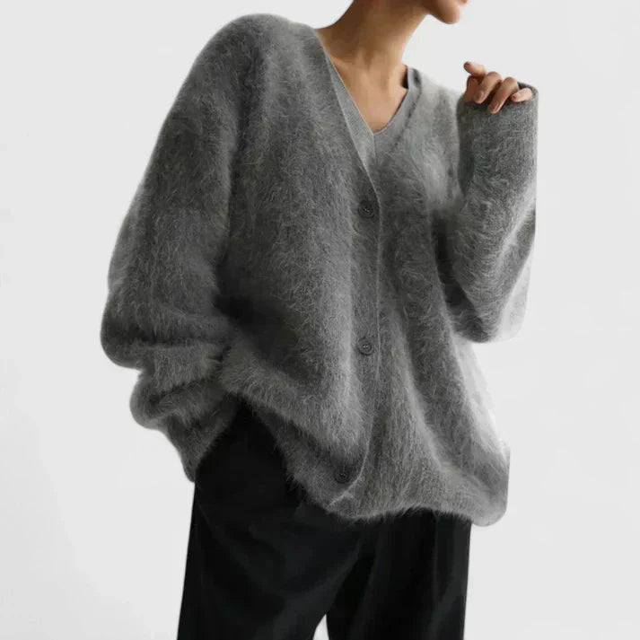 Willa | Women's Winter Cardigan – Premium Mohair-Style V-Neck