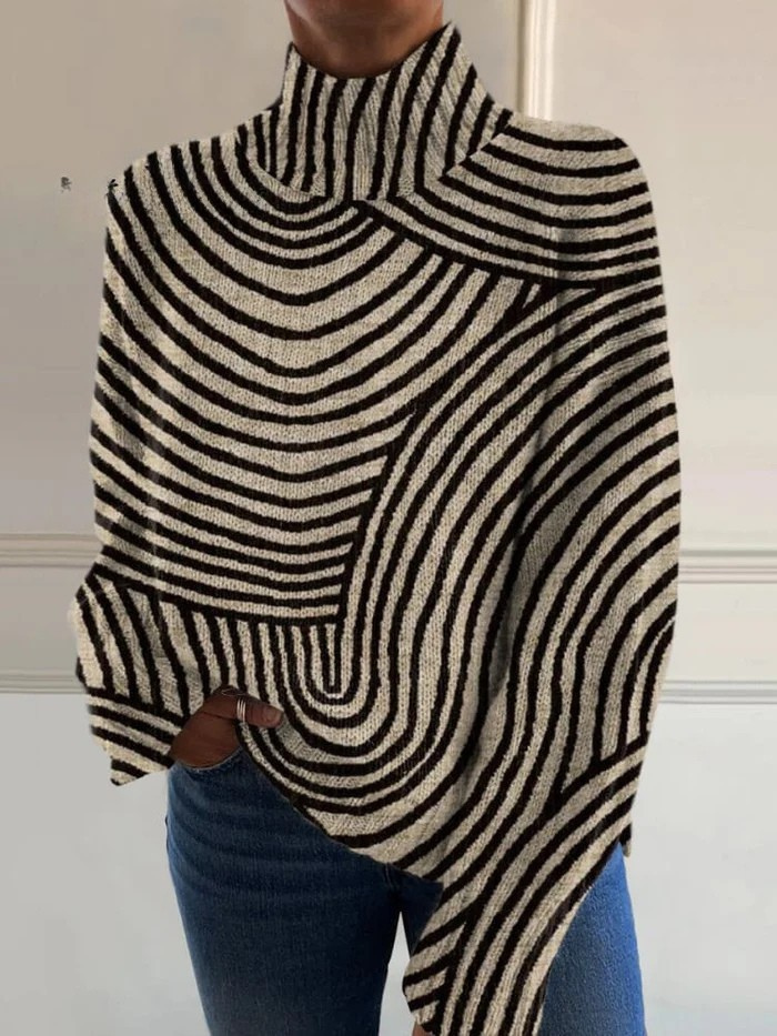 Ruth | Striped Roll Neck Turtleneck Sweater for Women