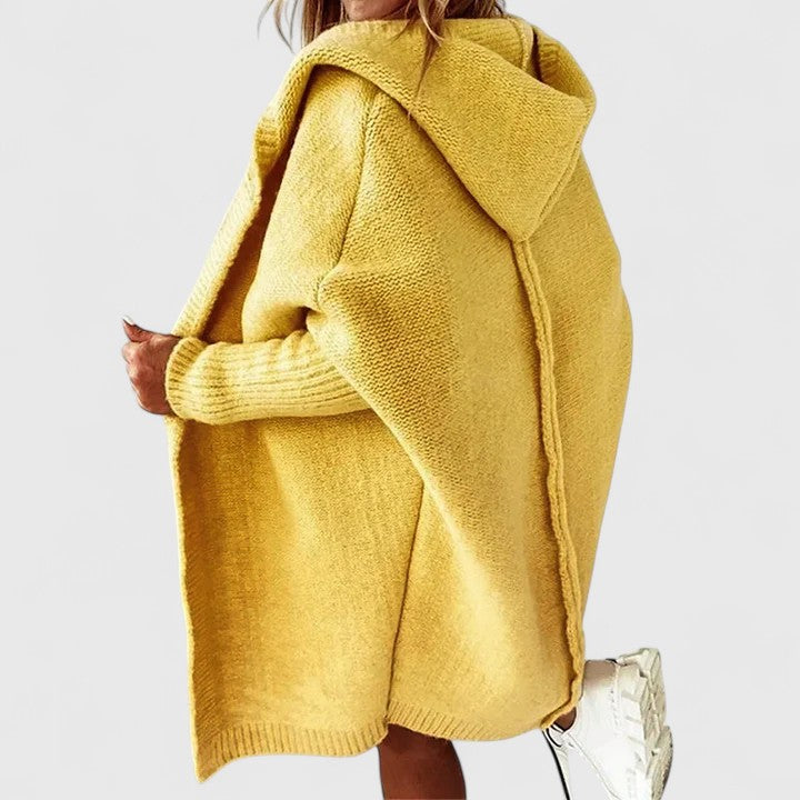 Nina | Women's Winter Cardigan – Oversized Hooded Knit Longline Open-Front view 3