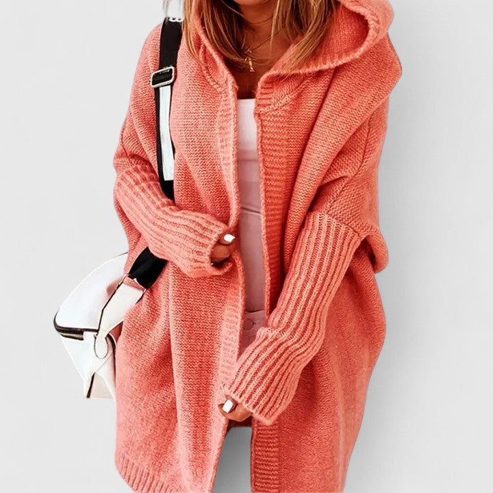 Nina | Women's Winter Cardigan – Oversized Hooded Knit Longline Open-Front