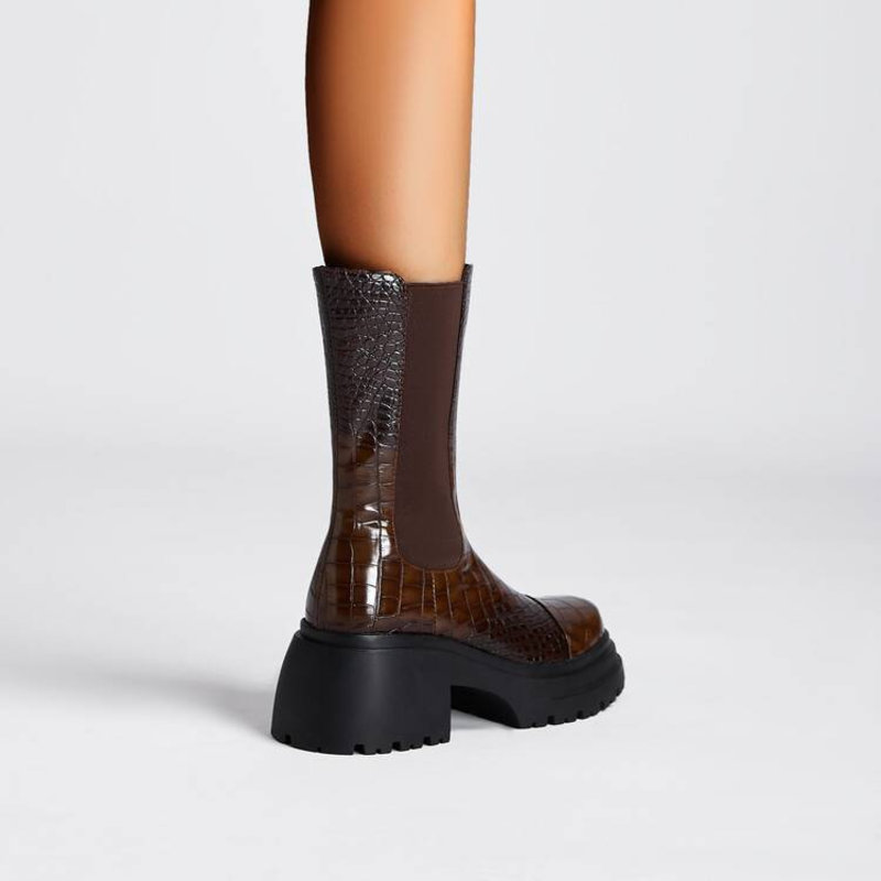 Hesione | Platform Sole Elastic Side Panels Boots view 8