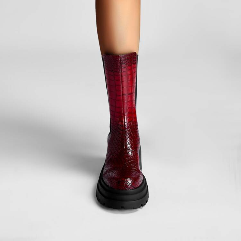 Hesione | Platform Sole Elastic Side Panels Boots view 4
