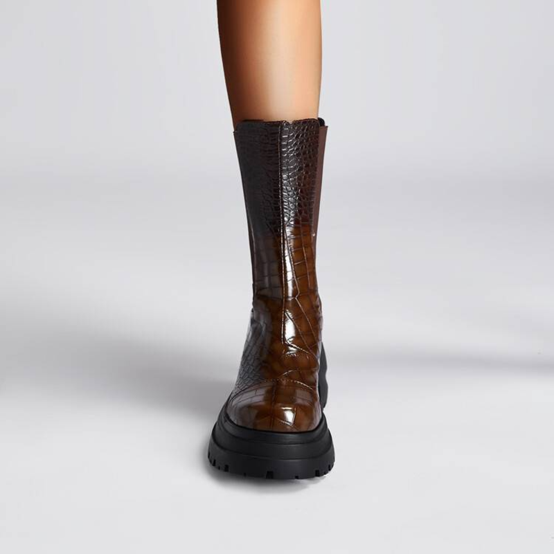 Hesione | Platform Sole Elastic Side Panels Boots view 9