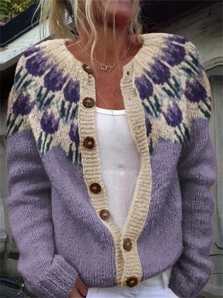 India | Women's Winter Cardigan – Vintage Icelandic Knit, Plus Size view 2