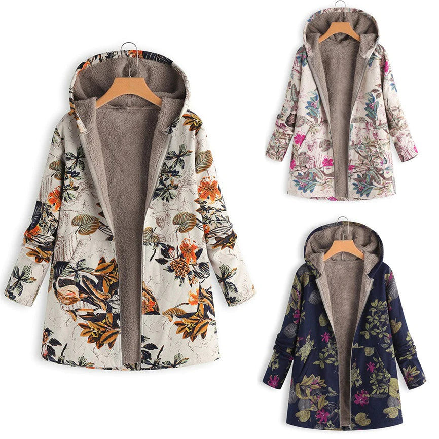 Bonnie | Women's Puffer Jacket – Hooded Floral Winter, Plus Size view 12