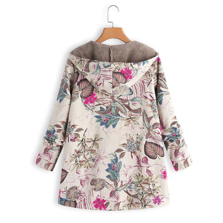 Bonnie | Women's Puffer Jacket – Hooded Floral Winter, Plus Size view 2