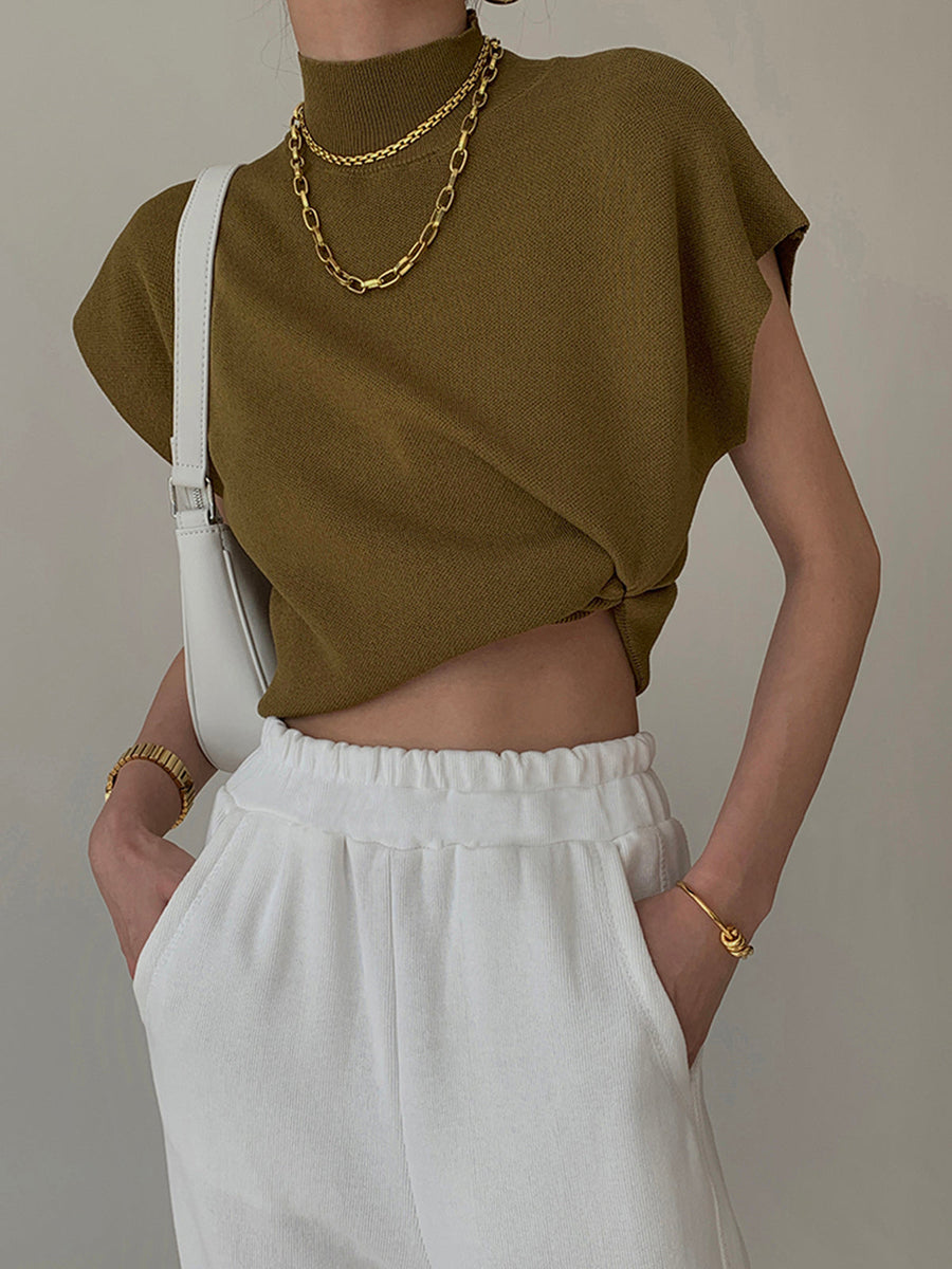 Julia | Chic Mock Neck Sleeveless Blouse view 2