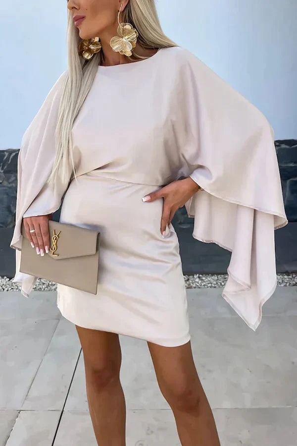 Bella | Women's Bodycon Mini Dress with Cape Sleeves view 2