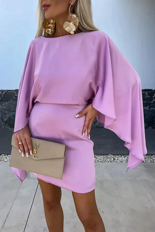 Bella | Women's Bodycon Mini Dress with Cape Sleeves view 4