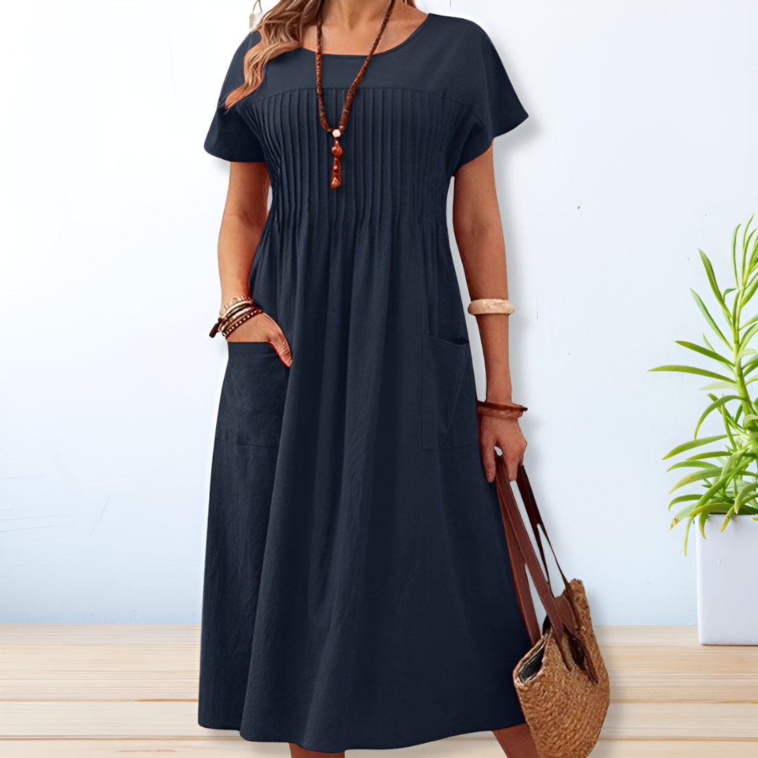 Anya | Relaxed Fit Midi Dress with Pockets