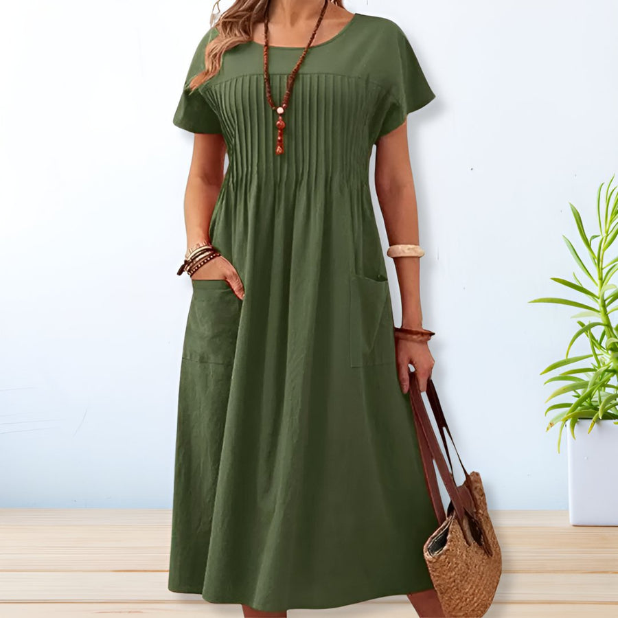 Anya | Relaxed Fit Midi Dress with Pockets view 2