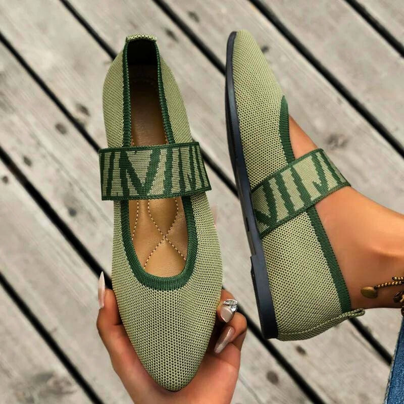 Jennifer |  Breathable Knit Mary Jane Flats view 2