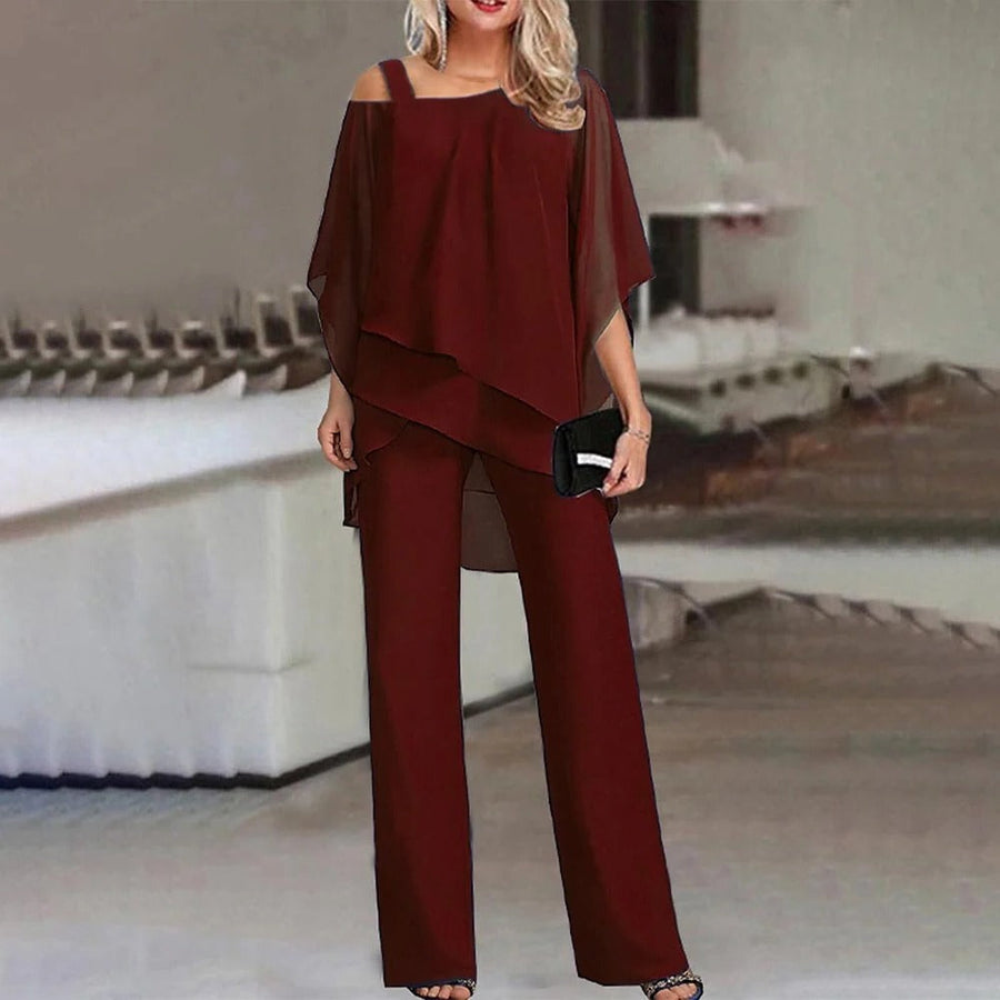 Allison |  Chiffon Overlay Jumpsuit view 3