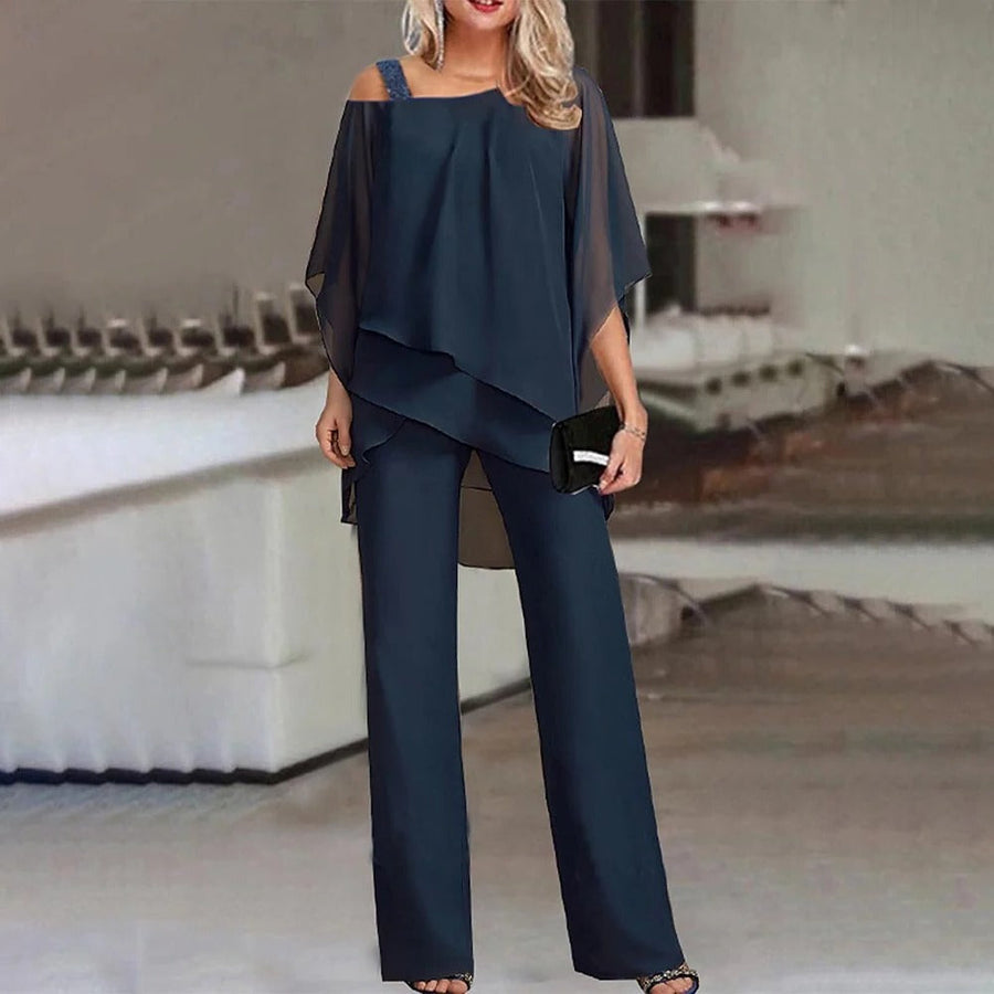 Allison |  Chiffon Overlay Jumpsuit view 4