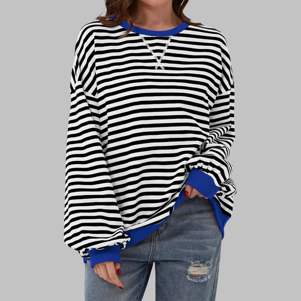Ava | Women's Cotton Blend Striped Sweatshirt