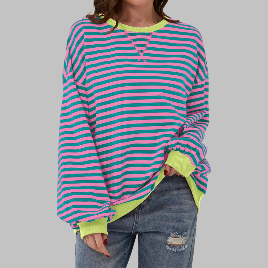 Ava | Women's Cotton Blend Striped Sweatshirt view 2
