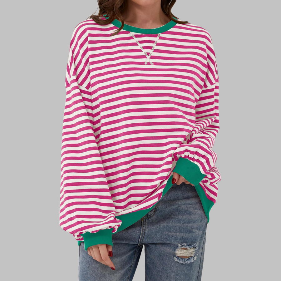 Ava | Women's Cotton Blend Striped Sweatshirt view 12
