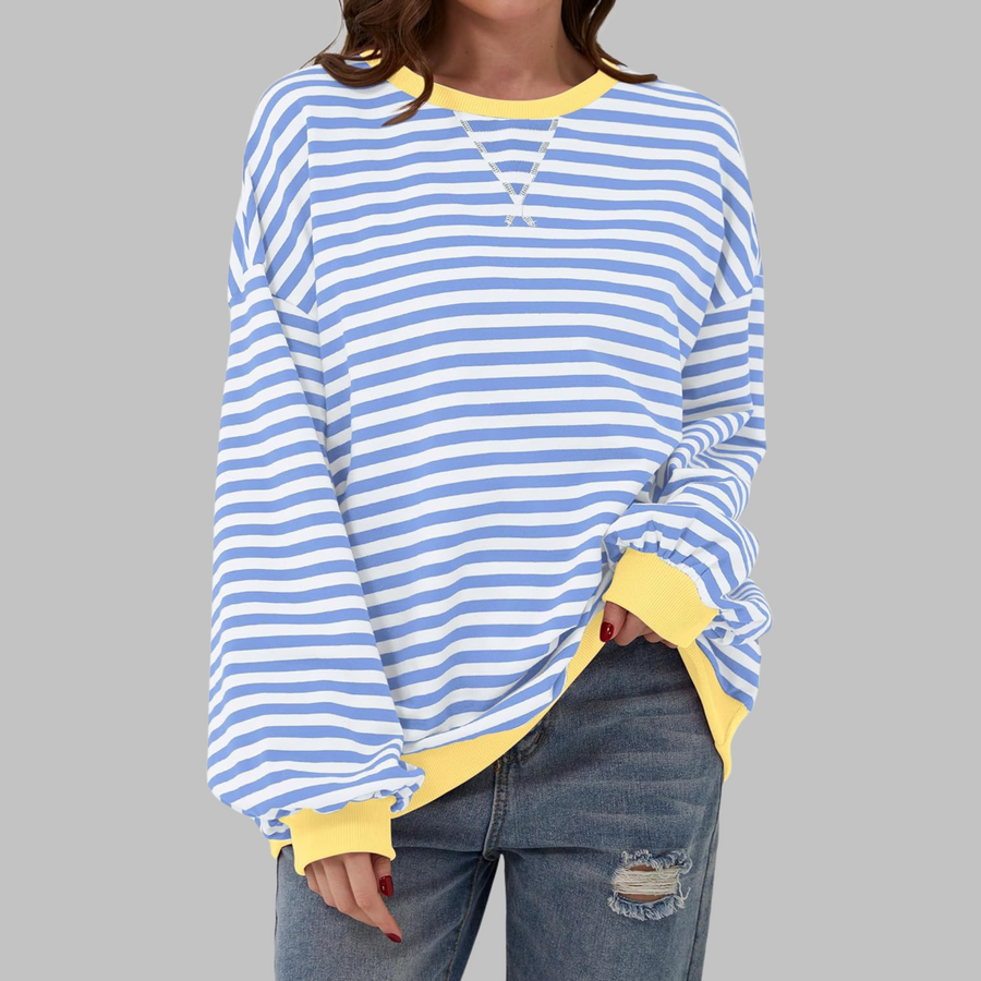 Ava | Women's Cotton Blend Striped Sweatshirt view 3