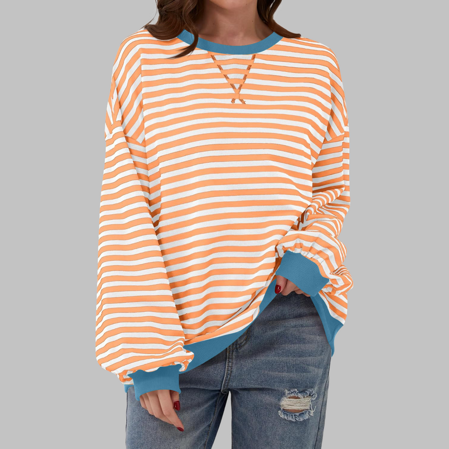 Ava | Women's Cotton Blend Striped Sweatshirt view 4