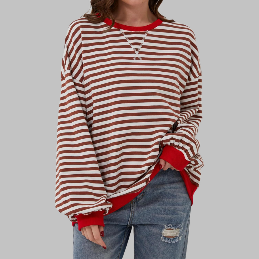 Ava | Women's Cotton Blend Striped Sweatshirt view 5