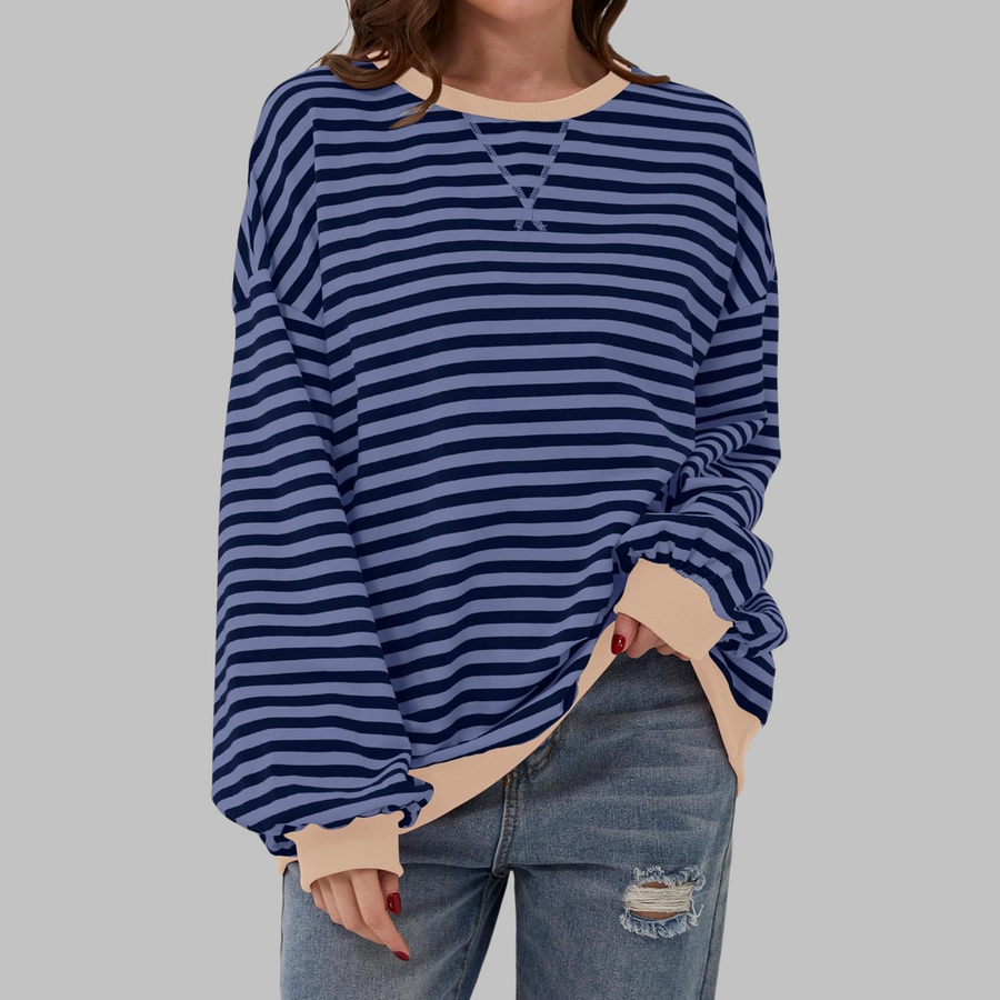 Ava | Women's Cotton Blend Striped Sweatshirt view 6
