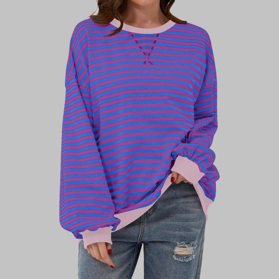 Ava | Women's Cotton Blend Striped Sweatshirt view 7