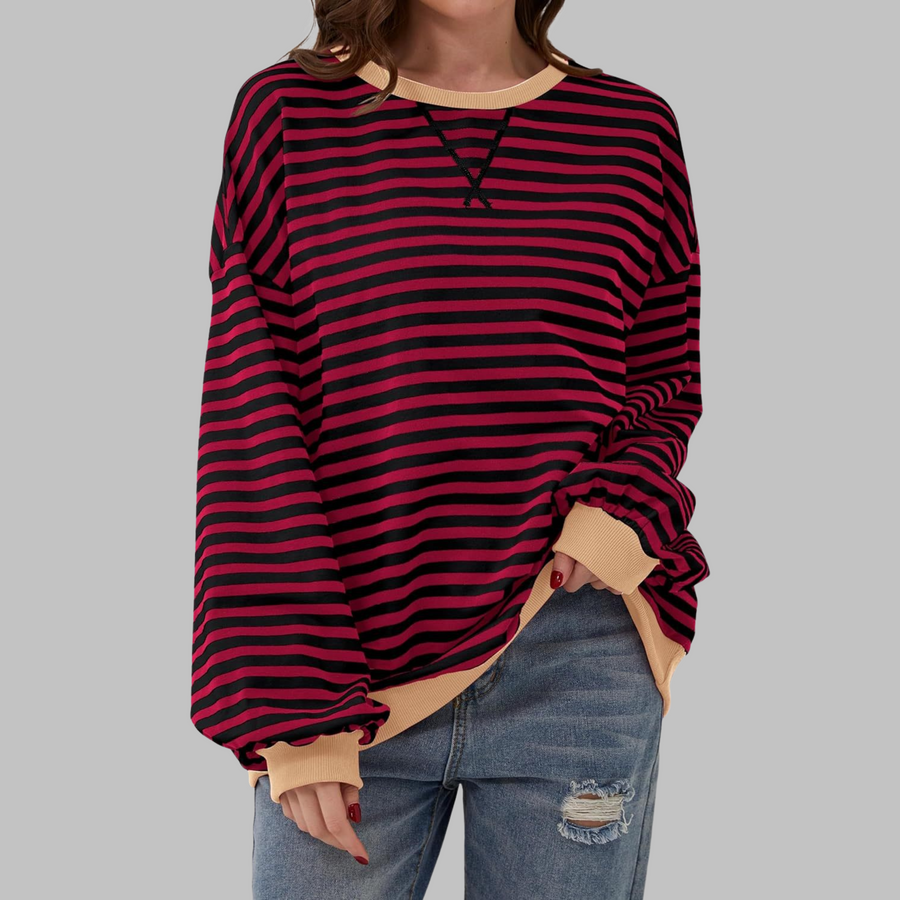 Ava | Women's Cotton Blend Striped Sweatshirt view 8