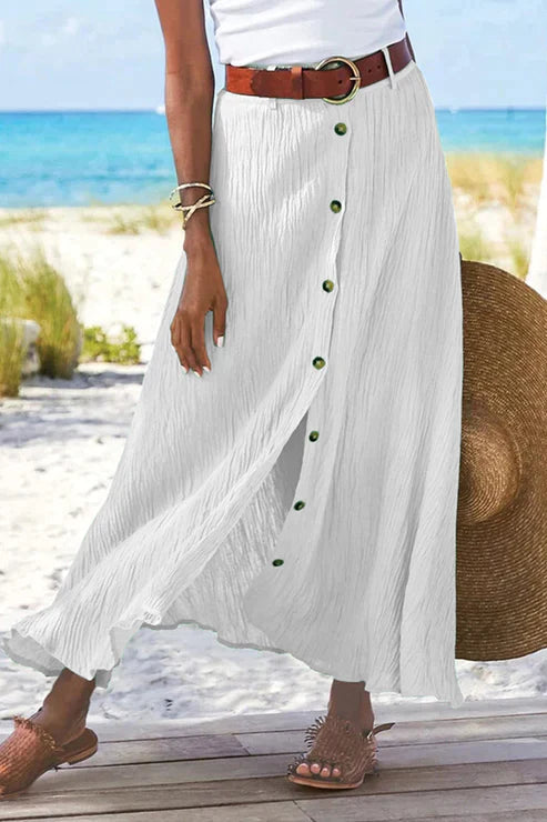 Penelope | Women's Crinkle Linen Look Maxi Skirt view 2