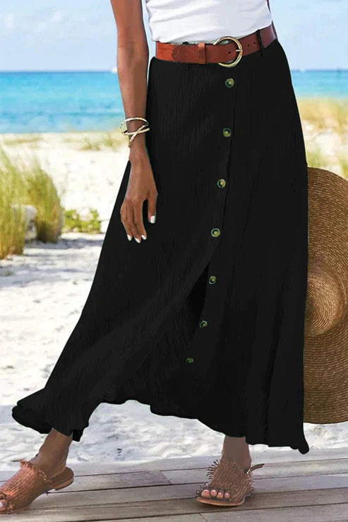 Penelope | Women's Crinkle Linen Look Maxi Skirt view 3