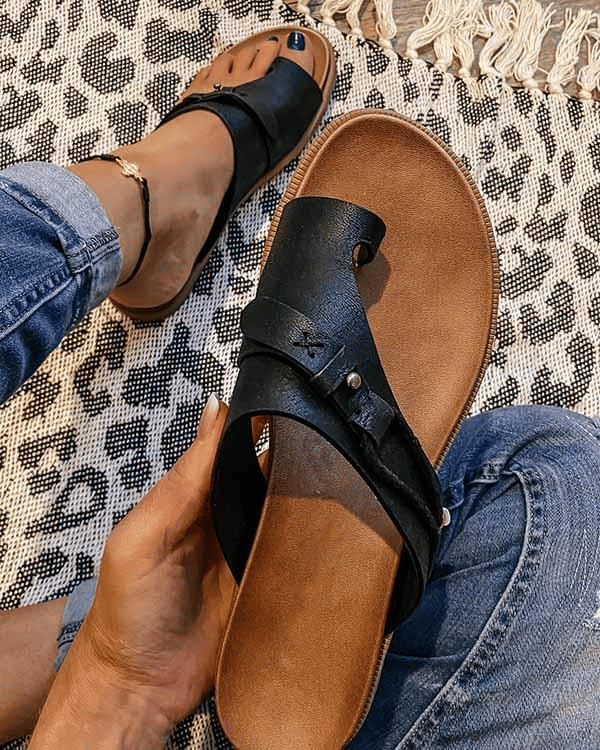 Gloria | Orthopedic Leather Toe Ring Sandals