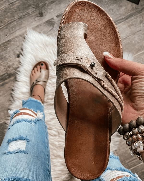 Gloria | Orthopedic Leather Toe Ring Sandals view 2