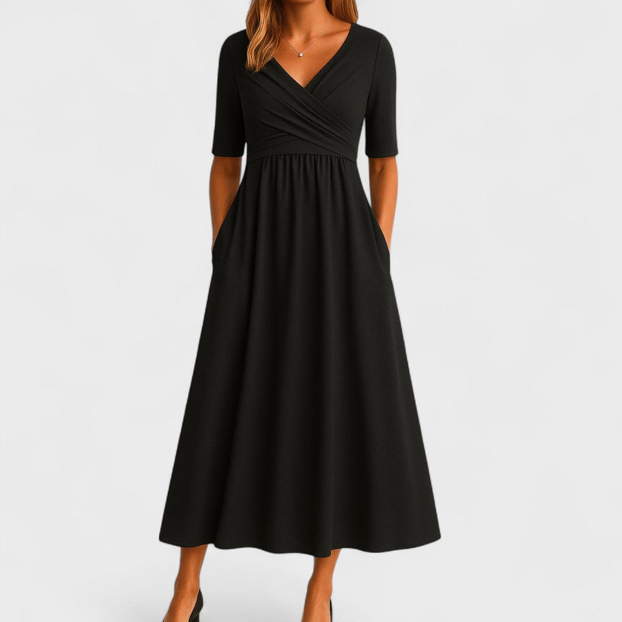 Women's Elegant A-Line Midi Dress | Timeless Comfortable Cocktail Dress for All Occasions view 2