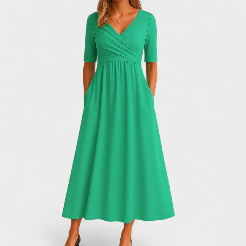 Women's Elegant A-Line Midi Dress | Timeless Comfortable Cocktail Dress for All Occasions view 7