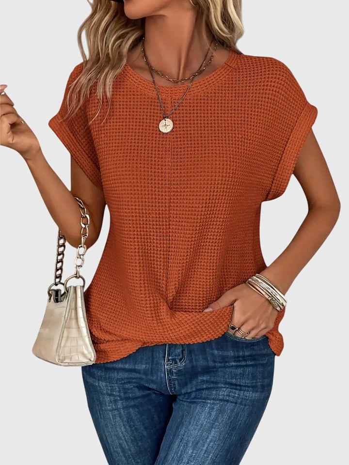 Women's Elegant Cotton Blouse | Chic Crew Neck Stylish Top 0